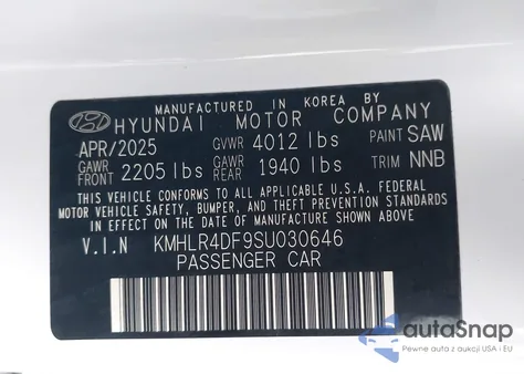2025 Hyundai Elantra N Line z USA, uszkodzony, nr VIN KMHLR4DF9SU030646